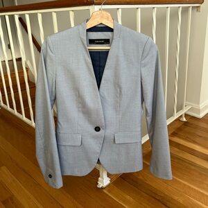 Zara Light Blue/Gray Women's Suit - Blazer and matching suit pants